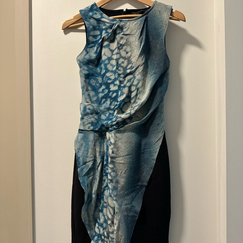 All Saints Black and Blue Silk Top